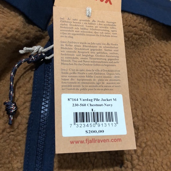 NEW Fjallraven Vardag Pile Jacket Fleece Chestnut/Navy - Picture 2 of 3